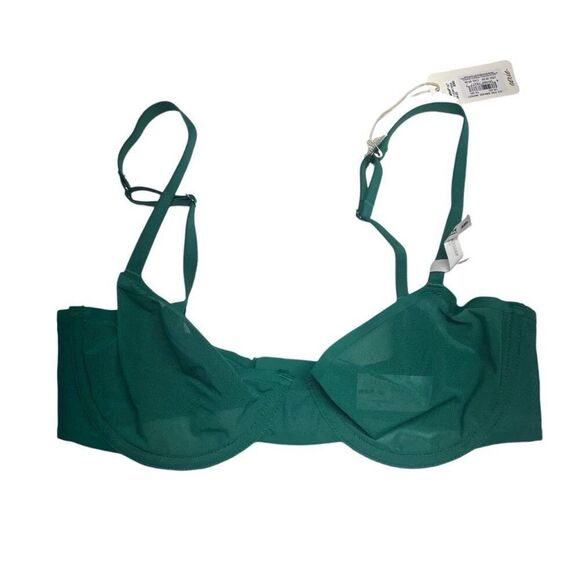 Aerie Smoothez Kelly Green Mesh Unlined Balconette Bralette 32D N0458 - Picture 4 of 7